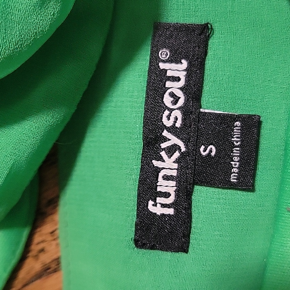 Funky Soul Sz S Chic Green Halter Mini Dress - Picture 5 of 12